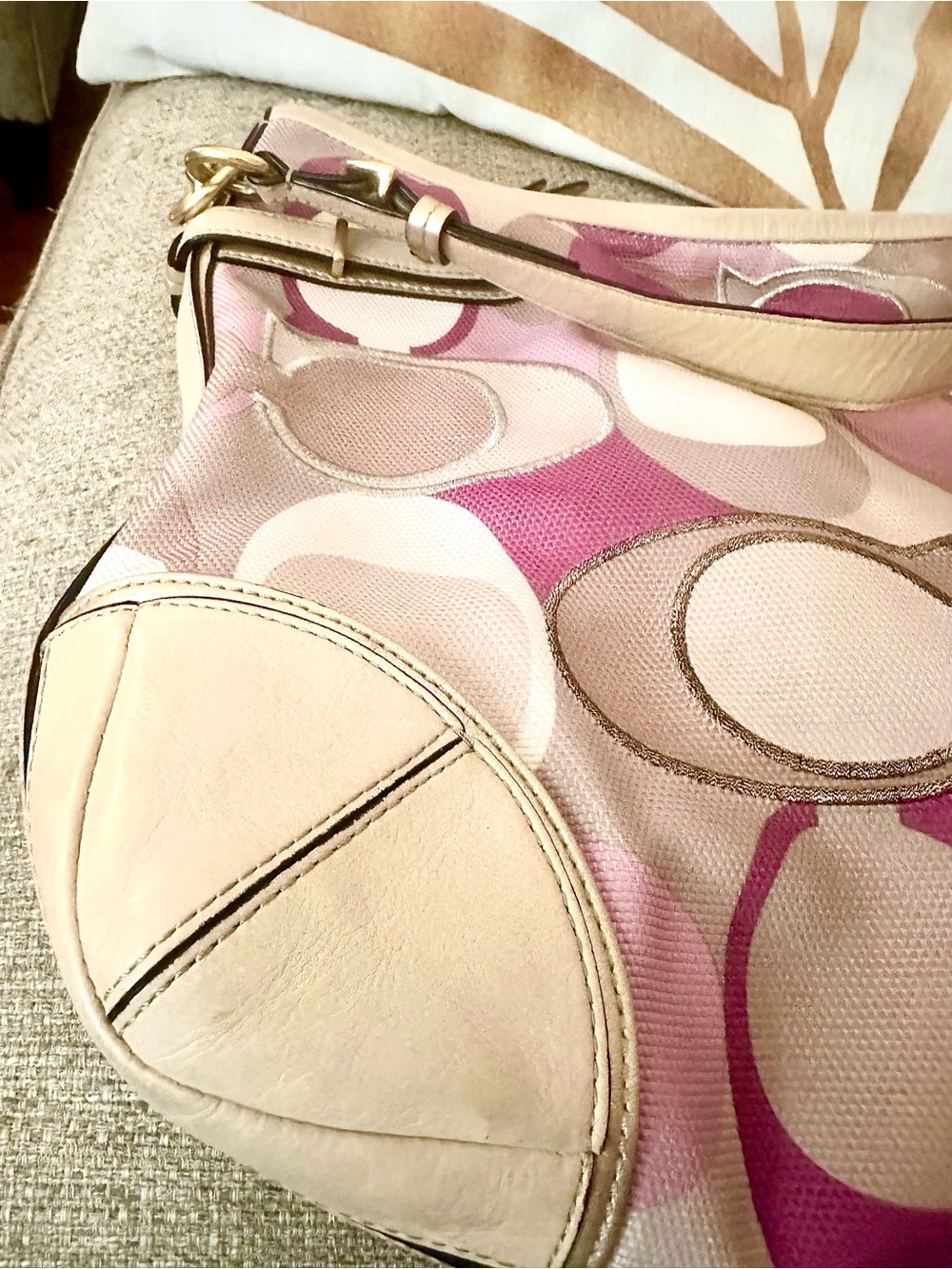 Coach Hobo Shoulder Poppy 2011 Bag in Pink, Cream, Beige F16441 Y2K - Picture 8 of 15